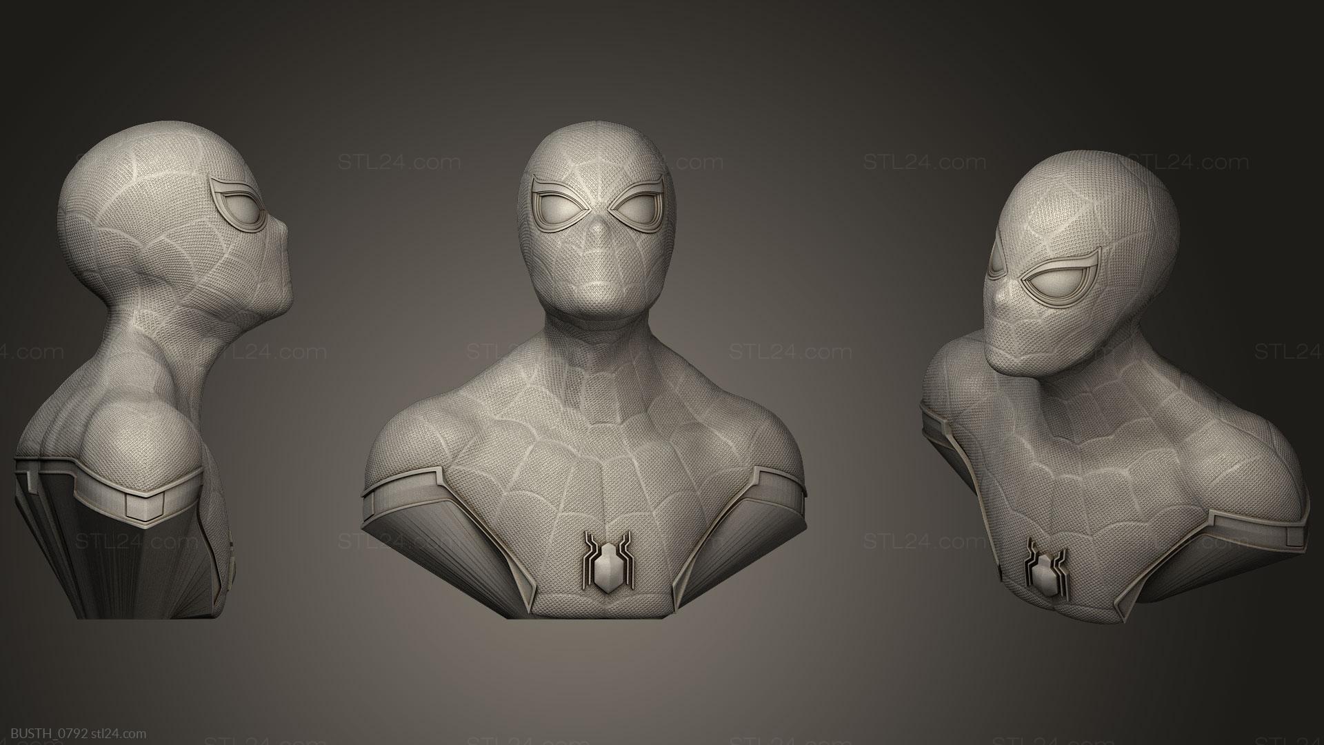 Бюсты монстры и герои (Spiderman Home Coming, BUSTH_0792) 3D модель для ЧПУ станка